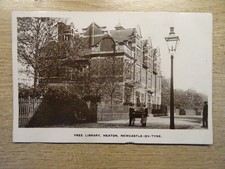 NEWCASTLE-ON -TYNE, HEATON, FREE LIBRARY. REAL PHOTO POSTCARD.PU.1917
