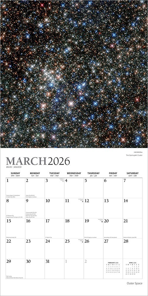 Outer Space | 2026 12x24" (Hanging) Monthly Square Wall Calendar