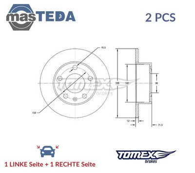 TX 71-76 BREMSSCHEIBEN SATZ HINTEN TOMEX BRAKES 2PCS NEU OE QUALITÄT