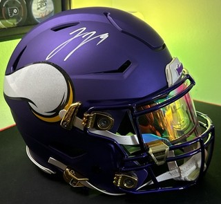 JJ MCCARTHY Signed Minnesota Vikings Speedflex Full Size Helmet Bumped Out 🔥