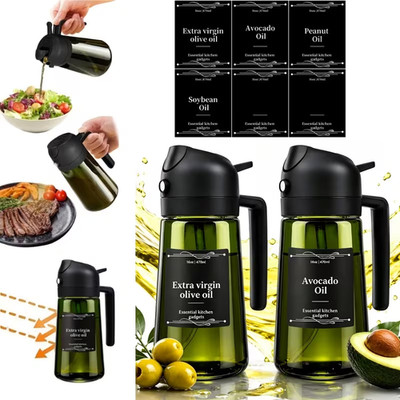 Luzeno Ölspray 2 in 1 Ölspender Anti-Tropfen Ausgießer Küche Air Fryer