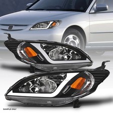 For 2004-2005 Civic Sedancoupe Black Crystal Headlights Signal Amber Wled Tube