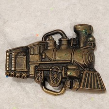 Brass Belt Buckle Vtg 1978 BTS Solid Brass Train Locomotive Buckle USA 2.75  L