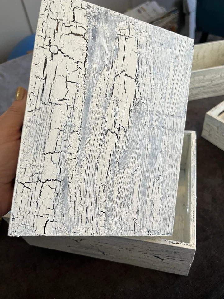 Nesting Storage Boxes Wood, Crackle Finish - Image 4 of 4