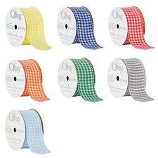 Offray Ribbon, Various Colors 1 1/2 inch Gingham Check Woven Ribbon, 9 feet
