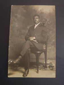 Real Photo Post Card RPPC, African American Man in Suit Rugen Studio Newport RI