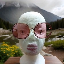 Women's Rose Colored Gold Frame Round 59mm Sunglasses