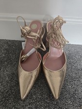 New ASOS Panda Embellished Tie Leg  Pointed Glitter Heel UK 6