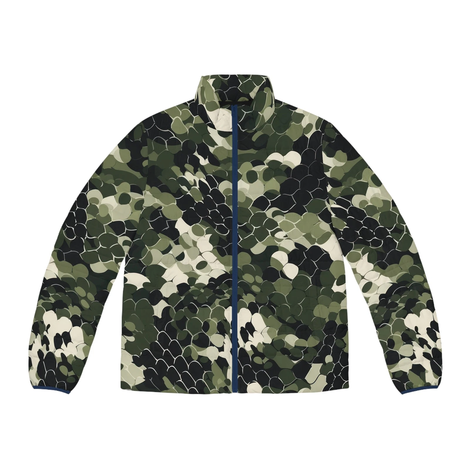 Green Camo Scale Pattern Puffer Jacket | Men's Puffer Jacket