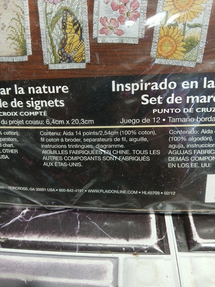 Bucilla 12" Inspired By Nature Book Marks Cross Stitch #45709 New - Image 3 of 4