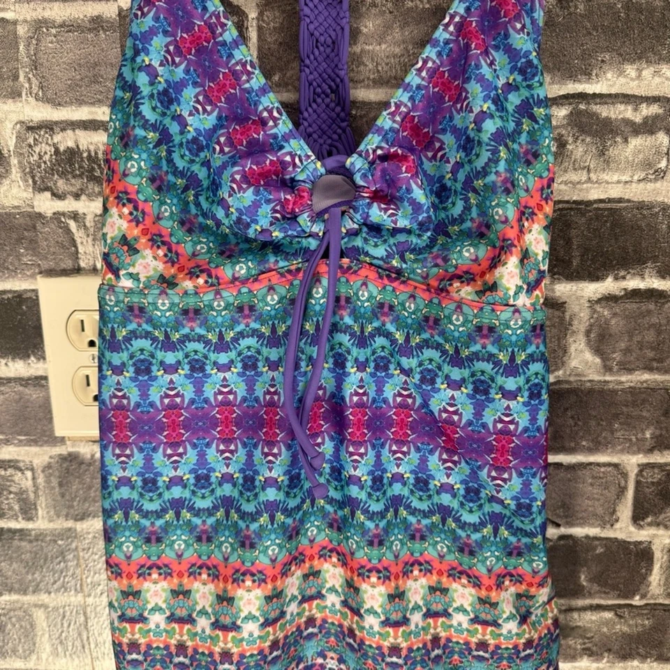 Traje de baño PrAna de una pieza INEZ Aquabloom púrpura macramé UPF 50 TALLA GRANDE L Foto 3 de 4