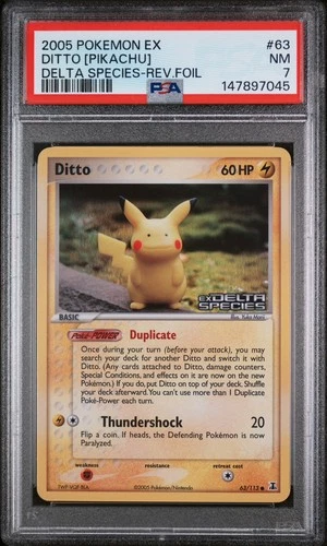 2005 Pokemon Ditto ( Pikachu ) - Ex Delta Species Stamped - Reverse Holo PSA 7