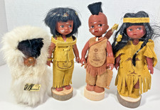 Lot of 4 Vintage 7 Inch Tall Native Canadian Aboriginal Inuit Doll Figures