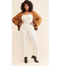 NWT Anthropologie Pilcro Kit Corduroy Utility High Rise Wide Leg Pant Cream 26W