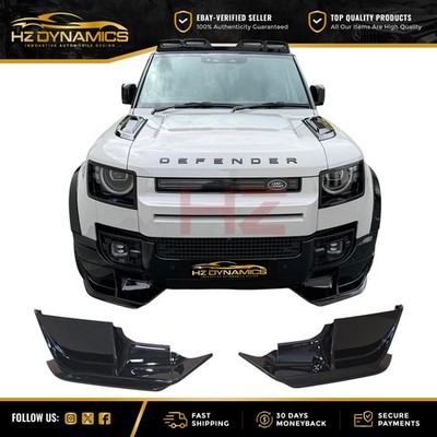 GLANZ SCHWARZ CANARDS FRONT STOßSTANGE LIPPE SPOILER FÜR 2020 LAND ROVER DEFENDER L663