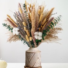 Handmade Dried Flower Bouquet - Pampas Grass, Eucalyptus  Cotton Stems - Boh...