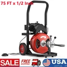 75 FT x 1/2 Inch Drain Cleaner Machine 450W Portable Sewer Snake Auger Auto Feed