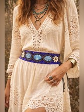 Handmade Beaded Belt Boho Tribal Cowrie Shell Festival Hippie Waist Sash Artisan