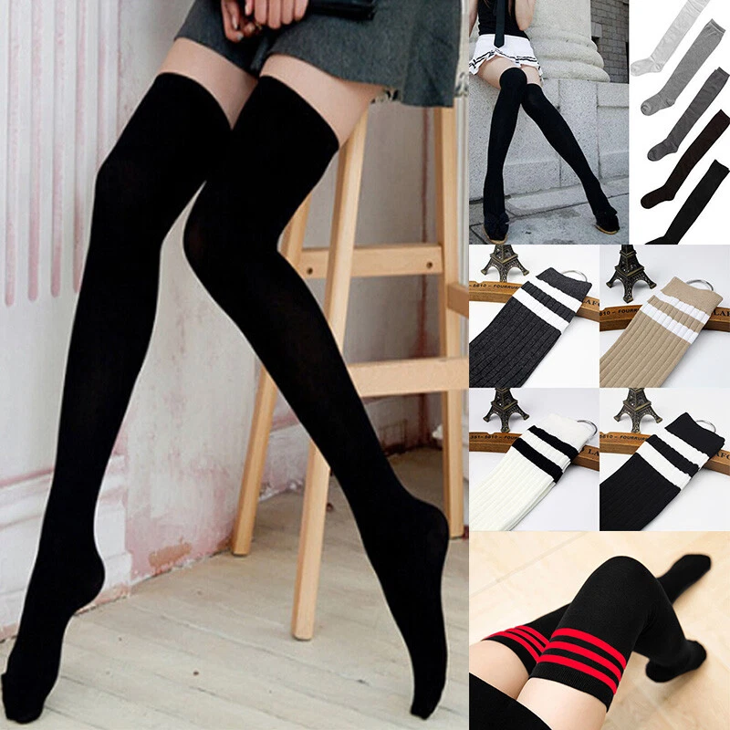 Women Girl Over The Knee Socks Thigh High Long Cotton Stockings Leggings  Fashion