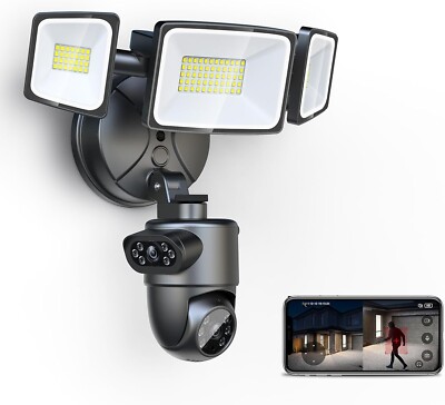 Onforu Dual Lens Floodlight Camera Outdoor 5500LM, 4MP 360°View Auto Tracking