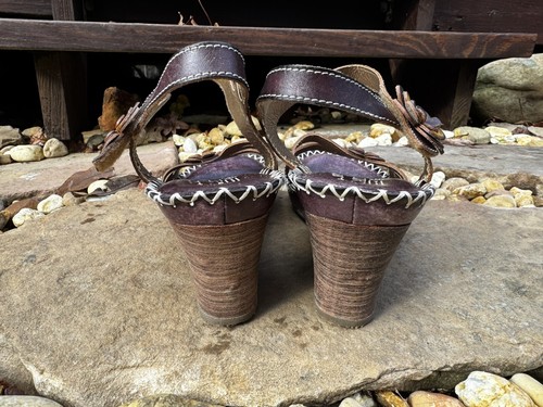 Spring Step L'Artiste Women's Sz 38/7.5 Lilith Brown Wedge Sandal Flowers Artsy - Picture 9 of 11