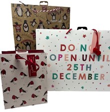 Christmas Festive Xmas Luxury Paper Gift Bags Small Large Kraft Present Bag Tag