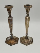 2 Vintage W.B. Weidlich Brothers Silver Plate Candle Holders Candle Sticks #2226