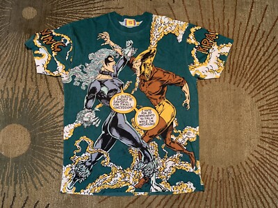 1997 Marvel Mega Shirt Black Cat And Brown From The Strikers Fits L  Spider-man - Main Image