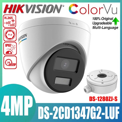 Hikvision DS-2CD1347G2-LUF 4MP ColorVu H.265+ Telecamera IP PoE con scatola di giunzione - Foto 1 di 10