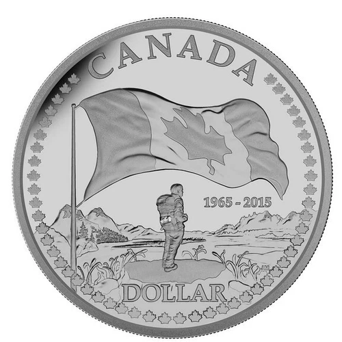 2015 Fine Silver Proof Dollar 50th Anniversary Of The Canadian Flag
