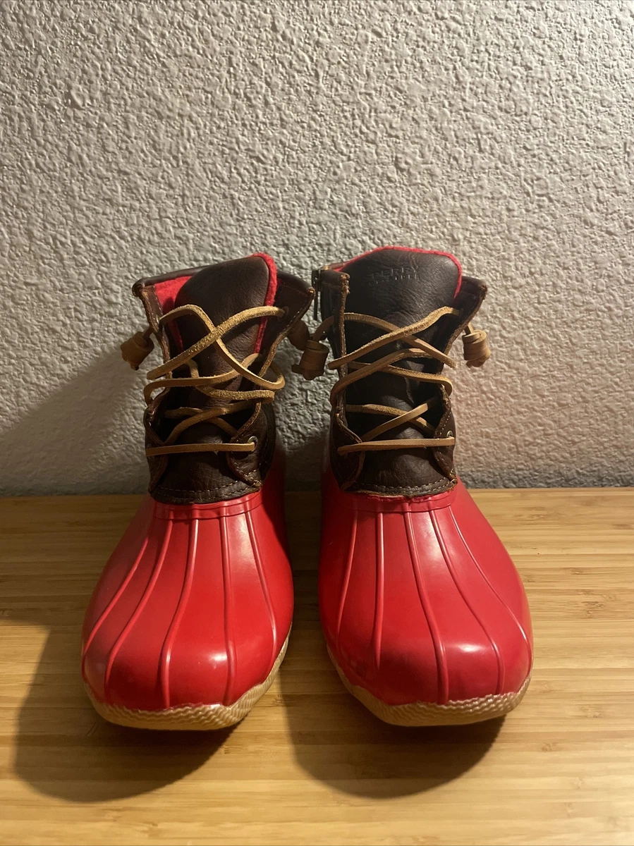 Sperry red online rain boots