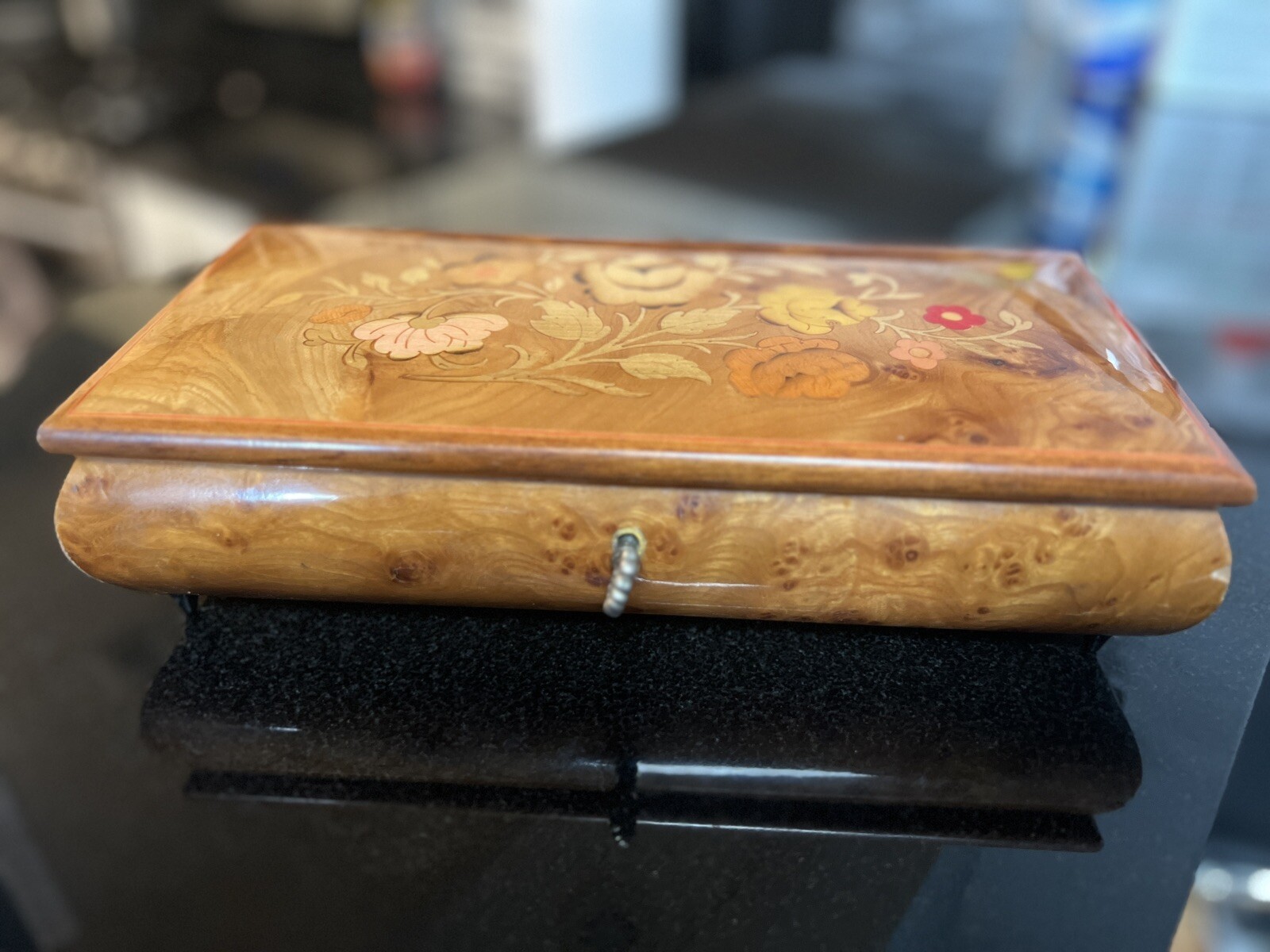 Vintage Marquetry Italian Burl Wood Jewelry Music Box eBay