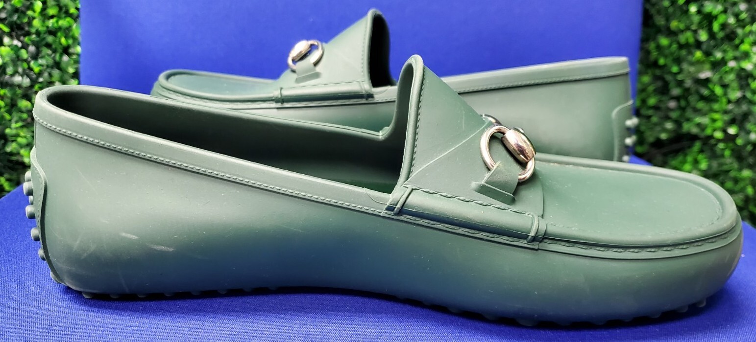 GUCCI 1955 Horsebit Accent Green Rubber 