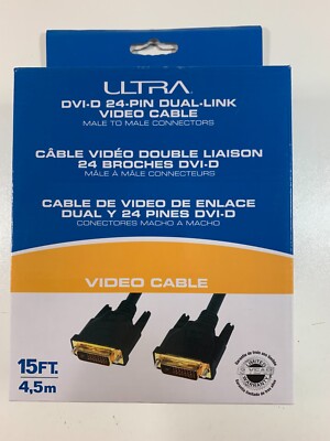 ULTRA 15 ft Digital Video DVID To DVI-D 24+1 Pin Dual Link Cable New In Box
