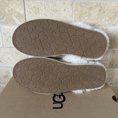 UGG SCUFFETTE II BEIGE MUSTARD SEED SUEDE SHEEPSKIN CUFF SLIPPERS