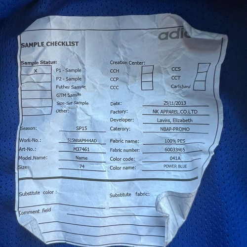 Adidas Team France Basketball Warm Up Jacket SAMPLE Size 2XL - Picture 7 of 7