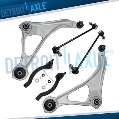 6-Piece Front Suspension Kit For Nissan Altima & Maxima - Control Arms, Tie Rods & Sway Bar Links - 10 Year Warranty