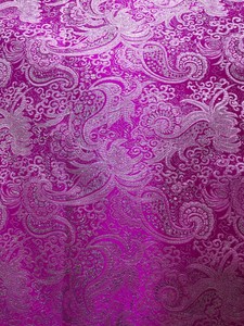 FUCHSIA PINK SILVER METALLIC PAISLEY BROCADE FABRIC (60 in.) Sold By