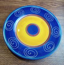Pier 1 Italian Scrolls Dinner Plate Blue Yellow 11 1/2” Made In Italy