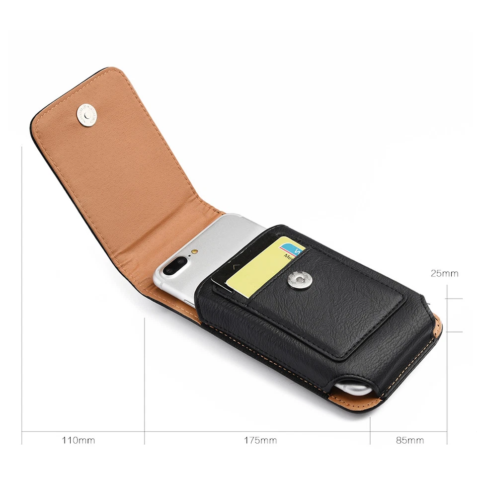 para SAMSUNG GALAXY J3 - Funda Funda Vertical de Cuero NEGRO con Clip para Cinturón Foto 3 de 4