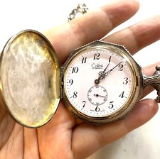 3.354 Vintage pocket watch, mechanical movement, silver tone, Colibri