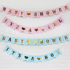 Striscione Glitterato Per Baby Shower: It's A Boy, Blu, 2 Pezzi Da 3 Metri