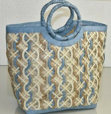 New Nancy Gonzalez Crocodile Alligator Bag Handbag Blue Beige Taupe Ivory Linen