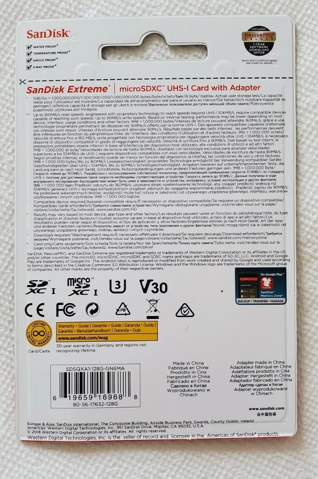 SanDisk 128GB Extreme microSDXC UHS-I Memory Card with Adapter - C10, U3,... - Image 2 of 2