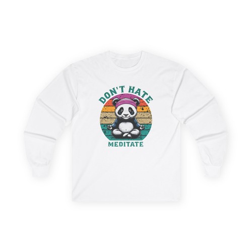 Don't Hate Meditate Unisex Long Sleeve Tee - Spiritual and Mindfulness - Picture 4 of 11