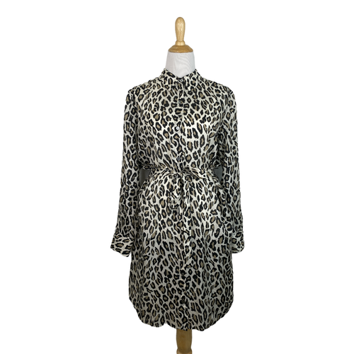 Abito camicia donna seta stampa leopardata New Theory taglia large B37