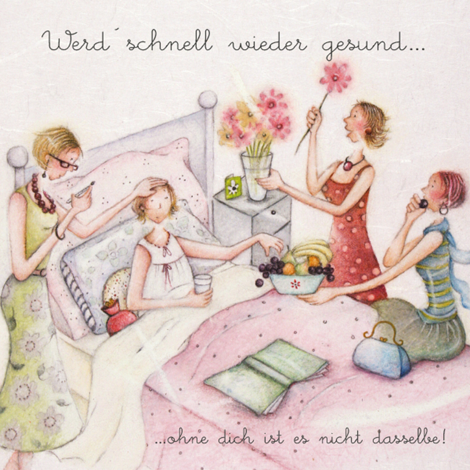 Holzbild Werd schnell wieder gesund | Frauen | Bild auf Holz Druck Wandbild 20cm