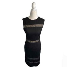 Alice + Olivia Women's Lace Sleeveless Black Bodycon Dress Sz 4