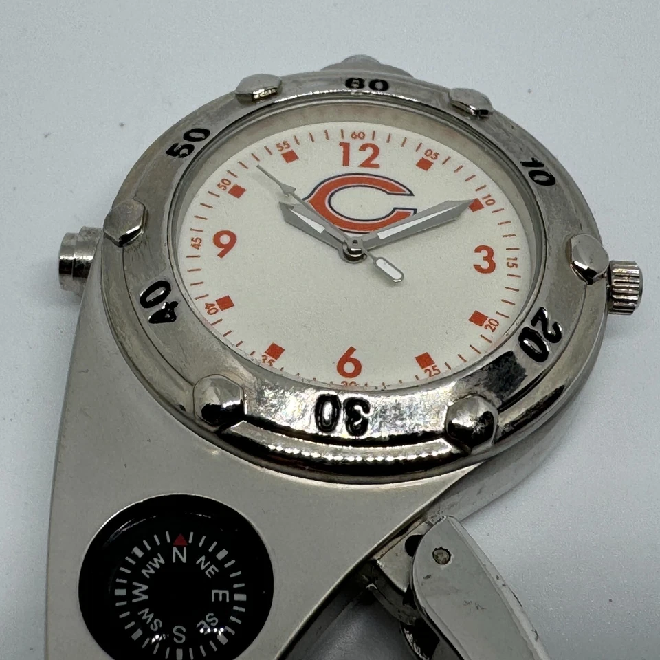 NFL Chicago Bears Reloj de Bolsillo Analógico Hombres Brújula Luz Flash Snap-on Nuevo Batería Foto 2 de 4