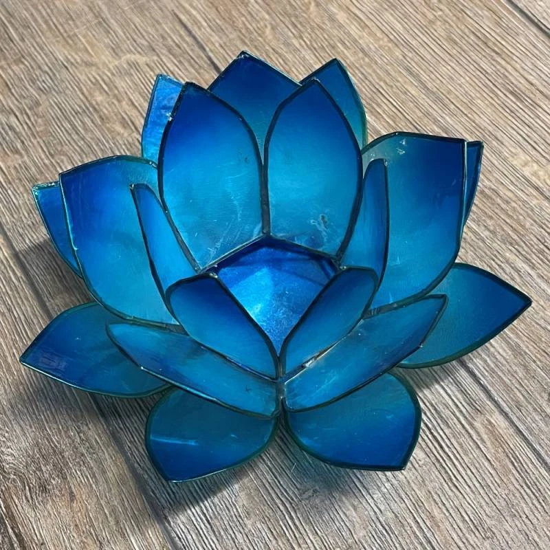 WELLNESS & MEDITATION Kerzenhalter - LotusBlume - 5. Kehl-Chakra/ Vishudda - blau